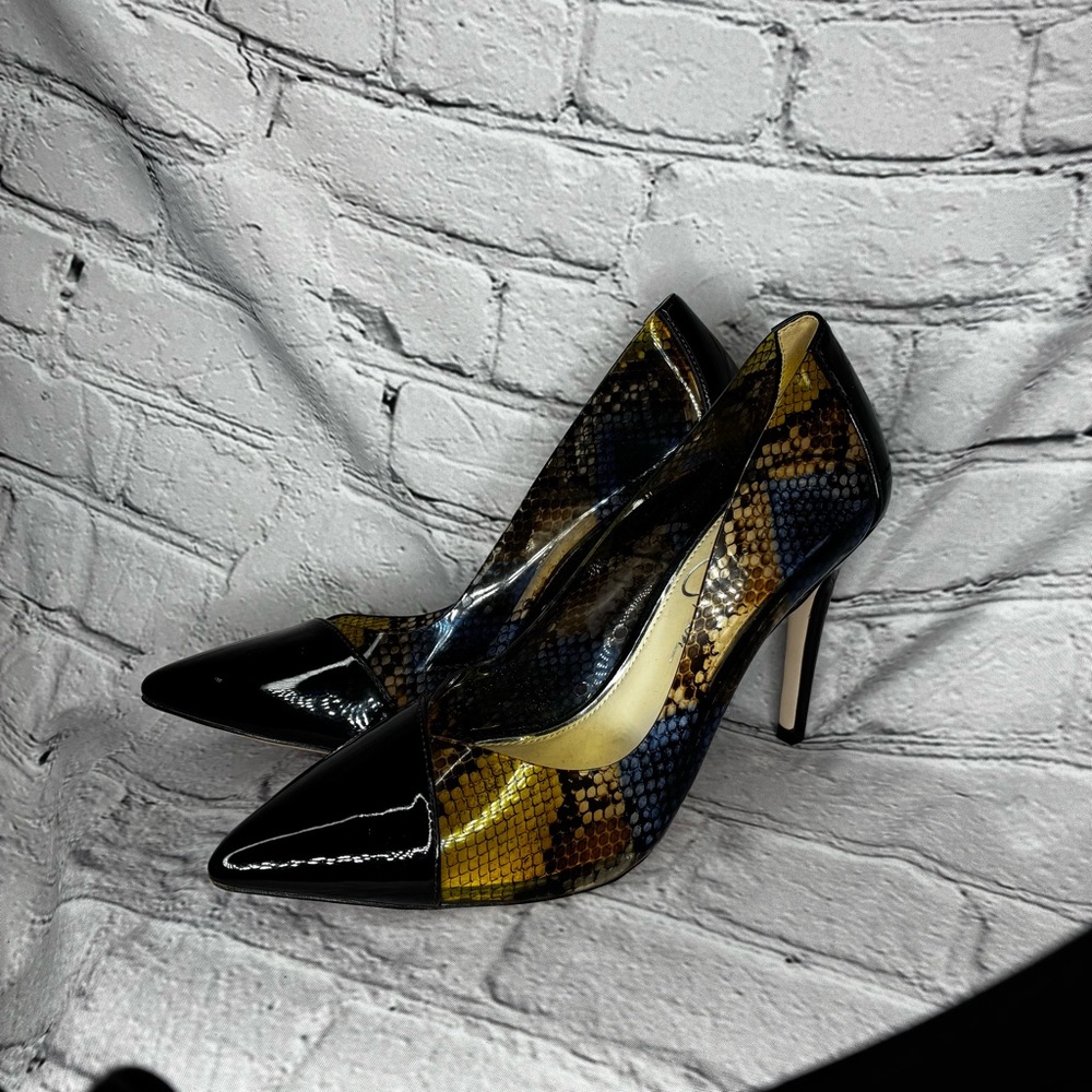 Minimalist Baddie Tech Geek Chic Patent Snake Print Office Siren Stiletto Pump 8